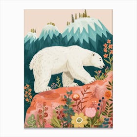 Polar Bear Walking On A Mountrain Storybook Illustration 3 Canvas Print