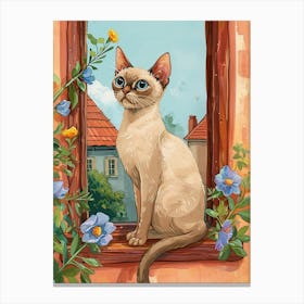 Burmese Cat Storybook Illustration 4 Canvas Print