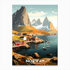 Norway Lofoten Retro Travel Canvas Print