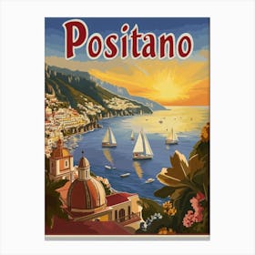 Aihrgdesign A Mid Century Modern Travel Poster For Positano 2 Canvas Print