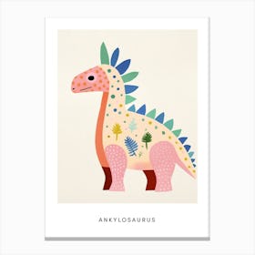 Nursery Dinosaur Art Ankylosaurus 5 Poster Canvas Print