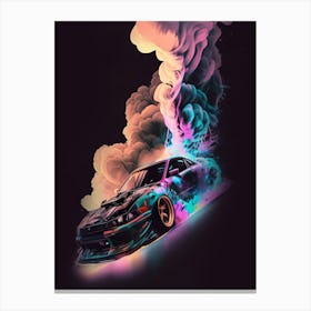 Muscle Smoke Drift Retro Racing Car Canvas Print