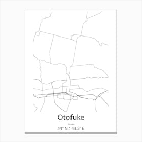 Otofuke,Japan Minimalist Map Canvas Print