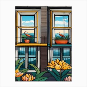 Windows And Flowers Canvas Print