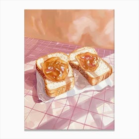 Pink Breakfast Food Peanut Butter And Jelly 1 Canvas Print