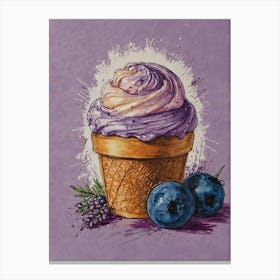 Ice Cream With Blueberries Canvas Print