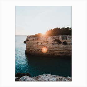 Algarve Sunset behind the cliffs | Portugal travel Canvas Print