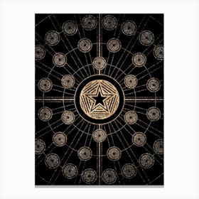 Geometric Glyph Radial Array in Glitter Gold on Black n.0219 Canvas Print