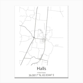 Halls Creek,Australia Minimalist Map Canvas Print