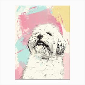 Pastel Tibetan Terrier Dog Pastel Line Illustration  3 Canvas Print