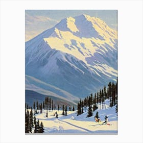 Treble Cone, New Zealand Ski Resort Vintage Landscape 1 Skiing Poster Canvas Print
