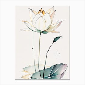 American Lotus Minimal Watercolour 1 Canvas Print