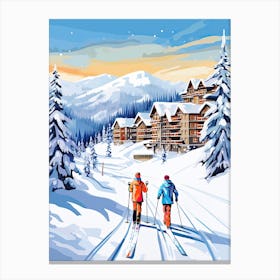 Sun Peaks Resort   British Columbia Canada, Ski Resort Illustration 2 Canvas Print