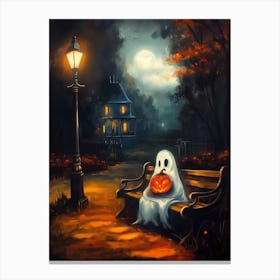 Ghost Sitting On A Bench 3 Canvas Print