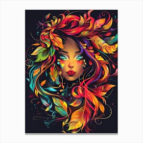 Colorful Girl With Colorful Hair Canvas Print