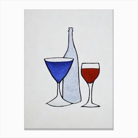 Assyrtiko Picasso 2 Line Drawing Cocktail Poster Canvas Print
