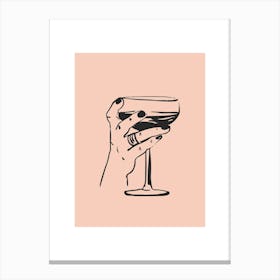 Hand With Cocktail In Pink And Black Canvas Print