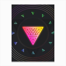 Neon Geometric Glyph in Pink and Yellow Circle Array on Black n.0382 Canvas Print