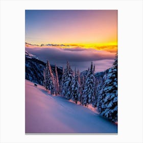 Wengen, Switzerland Sunrise Skiing Poster Canvas Print