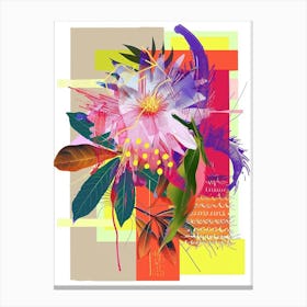 Asters 4 Neon Flower Collage Canvas Print