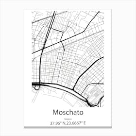 Moschato,Greece Minimalist Map Canvas Print