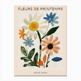 Spring Floral French Poster  Oxeye Daisy 3 Canvas Print
