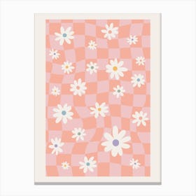 Checkered Pastel Floral Canvas Print