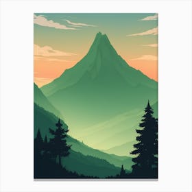 Misty Mountains Vertical Composition In Green Tone 66 Canvas Print