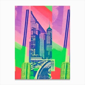 Port Of New York And New Jersey United States Retro Risograph Print 1 harbour Canvas Print