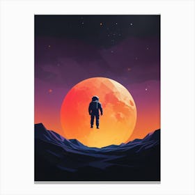 Low Poly Astronaut Minimalist Sunset (35) Canvas Print