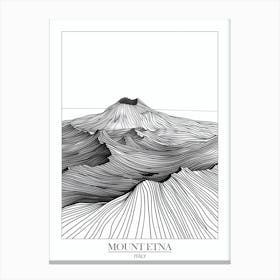 Mount Etna Italy Line Drawing 2 Poster Canvas Print