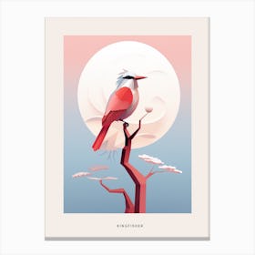 Minimalist Kingfisher 4 Bird Poster Canvas Print