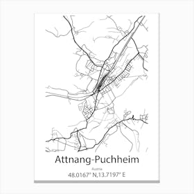 Attnang Puchheim,Austria Minimalist Map Canvas Print