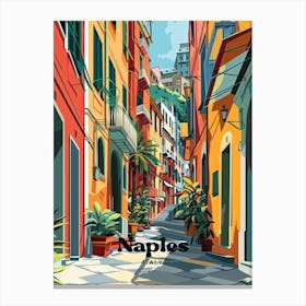 Naples Townview Travel Illustration Canvas Print