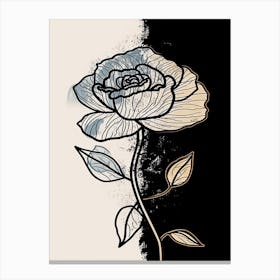 Line Art Roses Flowers Illustration Neutral 19 Canvas Print