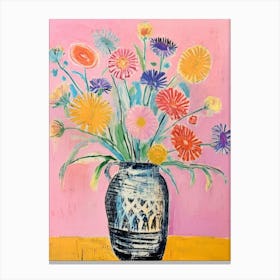 Flower Painting Fauvist Style Scabiosa 3 Canvas Print