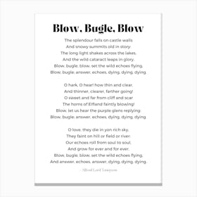 Blow Bugle Blow Poem By Alfred Lord Tennyson Wall Canvas Print