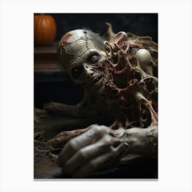 Zombie On A Table 2 Canvas Print