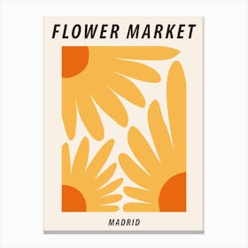 Flower Market Madrid, Sunflowers, Floral art Canvas Print