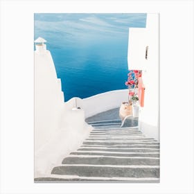 White And Blue In Santorini Canvas Print