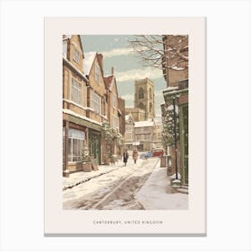 Vintage Winter Poster Canterbury United Kingdom 5 Canvas Print