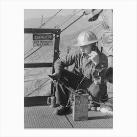 Untitled Photo, Possibly Related To Workman Keeps In Touch With Various Construction Points By Telephone At Canvas Print