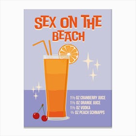 Sex On The Beach Cocktail Print Canvas Print