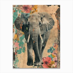 Retro Kitsch Elephant Collage 3 Canvas Print