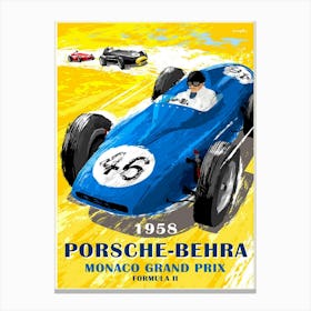 1958 Porsche-Behra. Monaco Grand Prix Formula II Canvas Print