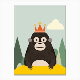 Little Mountain Gorilla 2 Wearing A Crown Canvas Print