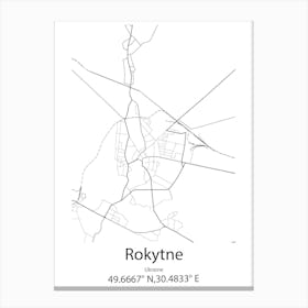 Rokytne,Ukraine Minimalist Map Canvas Print