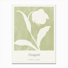 Japandi Floral Silhouette in Sage Green, Japan Flower Market Canvas Print