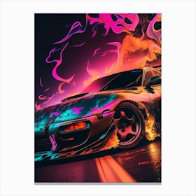 Muscle Smoke Drift Retro Racing vintage classic Car 5 Canvas Print