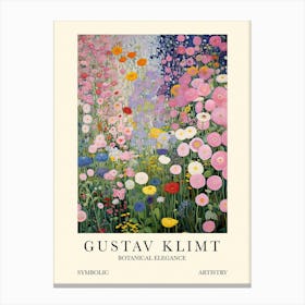 Gustav Klimt Flower Garden Pink Canvas Print